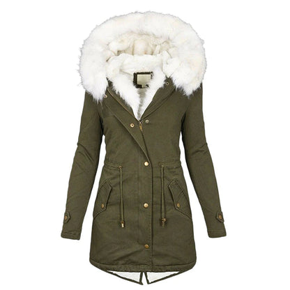 Long Winter Coat with Hood for Women - Zekenia
