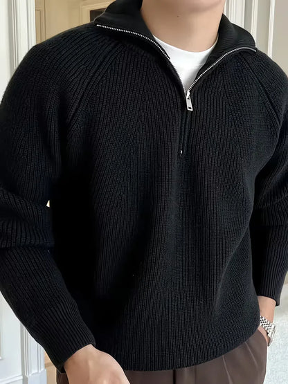 Pull zippé avec texture côtelée