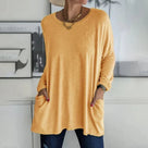 Ladies Casual Oversized Jumper with Pockets and Round Neck