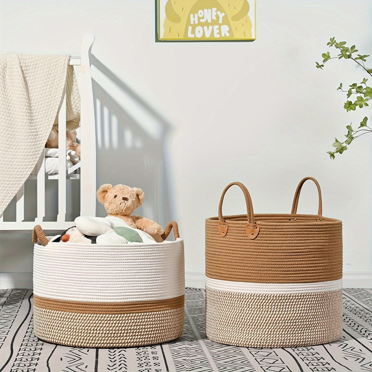 Cesta de almacenamiento de algodón estilo boho - Solución práctica y con estilo