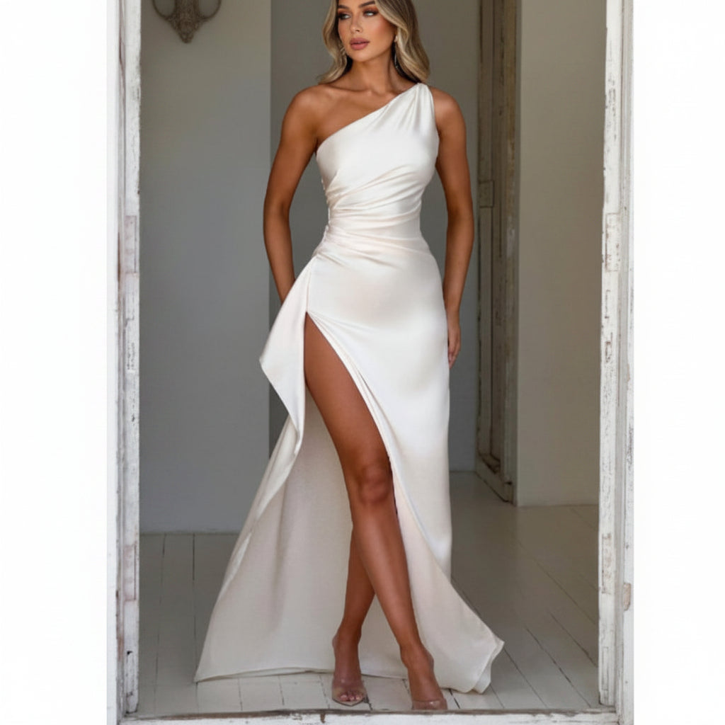 Maxi Dress Ladies One Shoulder Backless