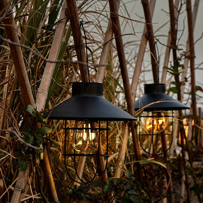 Set di 2 lanterne solari rétro – Lampade vintage da appendere in giardino e sul balcone