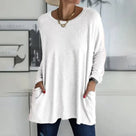 Ladies Casual Oversized Jumper with Pockets and Round Neck