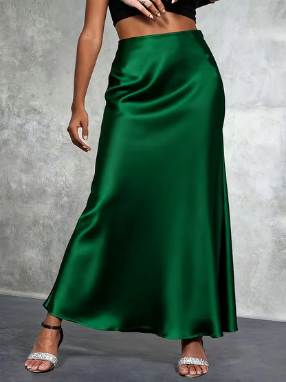 Jupe en satin taille haute