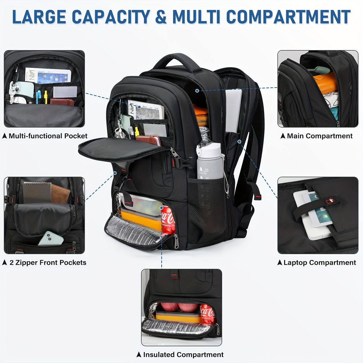 Mochila multifuncional - Amplia, práctica e ideal para el trabajo o los viajes