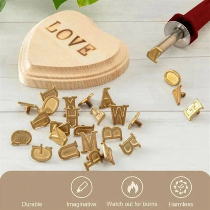 Plantilla de cobre con 26 letras - Juego para quemar/grabar y cortar madera