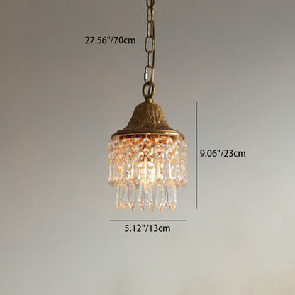 Luxury Gold Pendant Light with Crystal Drop Shape – 1 Light Point