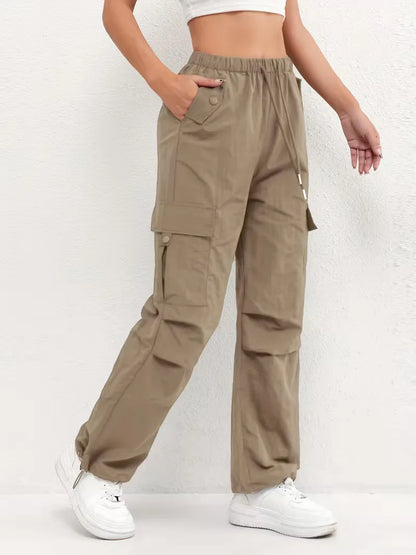 High-Waisted Cargo Trousers