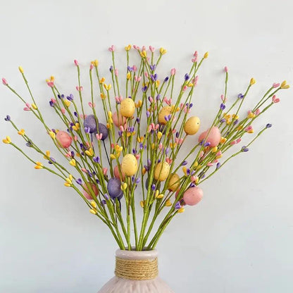 Ramas decorativas de Pascua con huevos de colores para una alegre decoración primaveral