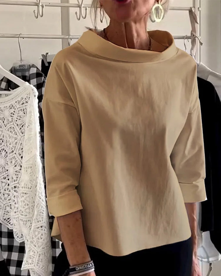 Miriam – Casual Top with Wide Lapels and Half Collar for a Stylish Look