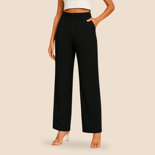 Pantalones de pierna recta para mujer con cintura elástica