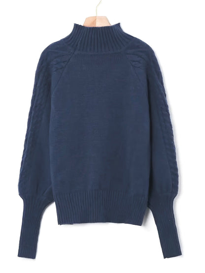 Pullover elegante da donna in maglia con collo alto – comodo