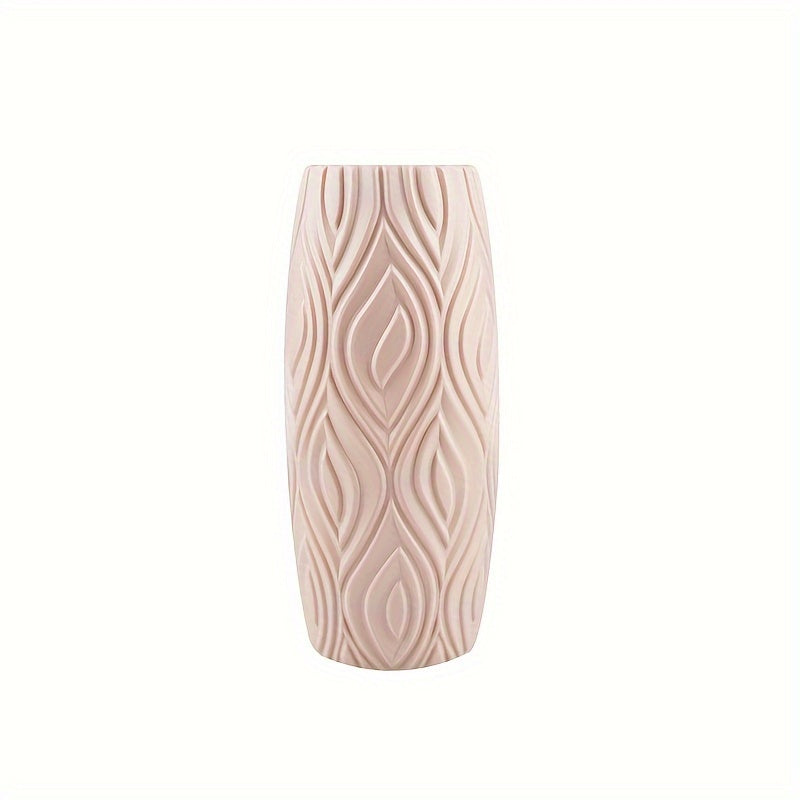Decorative Plastic Vase with Geometric Relief – Modern and Unbreakable