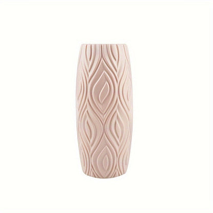 Decorative Plastic Vase with Geometric Relief – Modern and Unbreakable