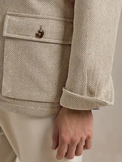 Herringbone Pattern Trench Coat