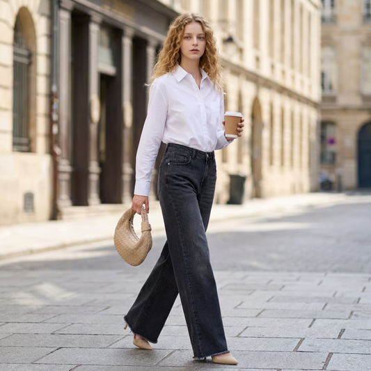 Jeans de perna larga para mulher