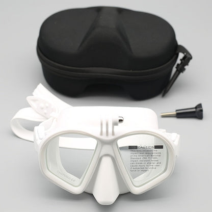 Tauchermaske aus gehärtetem Glas mit Aufbewahrungsbox - Tauchbrille mit Antibeschlagbeschichtung und Kamerahalterung