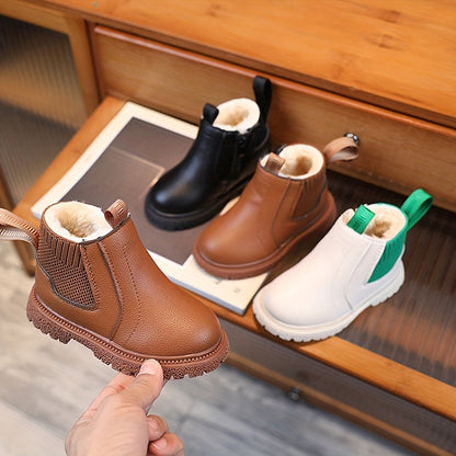 Botas modernas, suaves y cálidas, con forro de felpa y cremallera para niños - Jeo