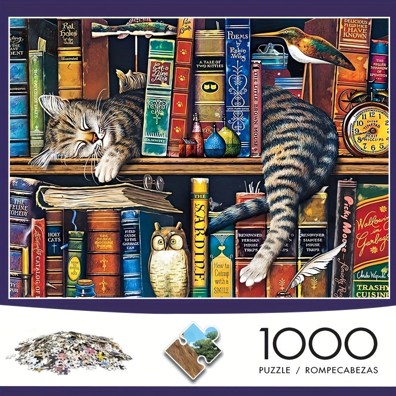 Puzzle mit Katze auf einem Bücherregal – Für Puzzlefans und Katzenliebhaber