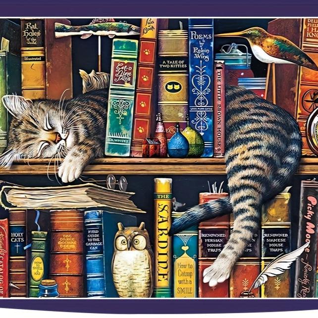Puzzle mit Katze auf einem Bücherregal – Für Puzzlefans und Katzenliebhaber