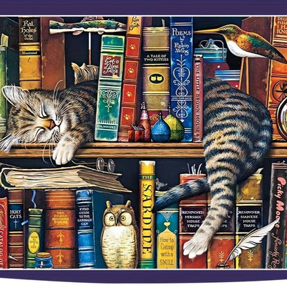 Puzzle mit Katze auf einem Bücherregal – Für Puzzlefans und Katzenliebhaber
