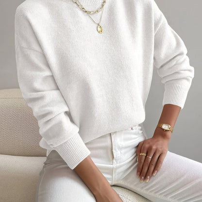 Camisola de malha para senhora, de gola subida e manga comprida, para o outono e o inverno