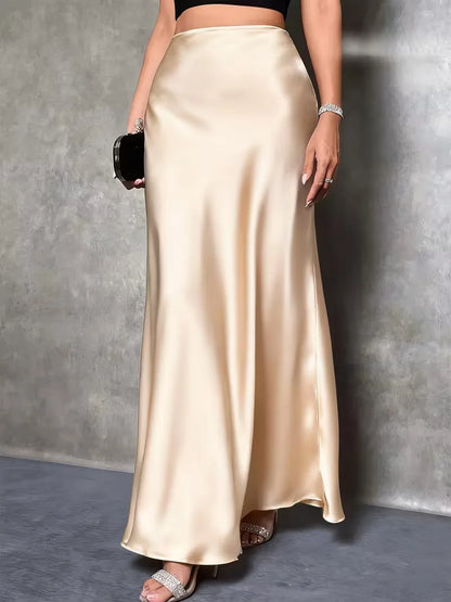 Jupe en satin taille haute