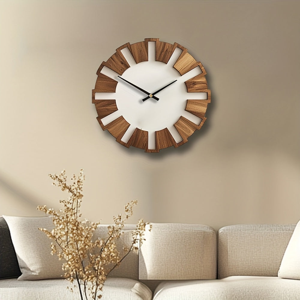 Reloj de pared rústico de madera con mecanismo silencioso – Diseño atemporal para la sala de estar, la oficina y el dormitorio