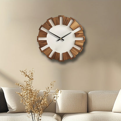Reloj de pared rústico de madera con mecanismo silencioso – Diseño atemporal para la sala de estar, la oficina y el dormitorio