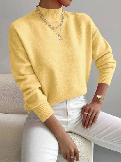 Damen Strickpullover – Weicher Stoff mit hohem Kragen für zusätzlichen Komfort