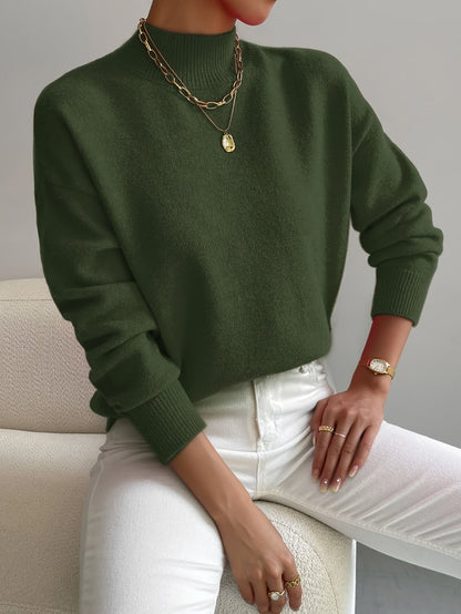 Damen Strickpullover – Weicher Stoff mit hohem Kragen für zusätzlichen Komfort