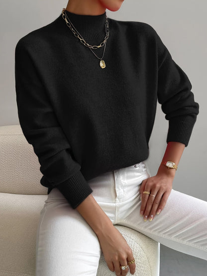 Damen Strickpullover – Weicher Stoff mit hohem Kragen für zusätzlichen Komfort