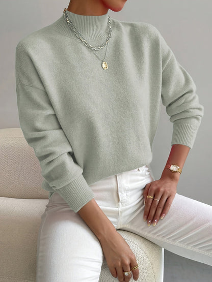 Damen Strickpullover – Weicher Stoff mit hohem Kragen für zusätzlichen Komfort