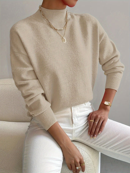 Damen Strickpullover – Weicher Stoff mit hohem Kragen für zusätzlichen Komfort