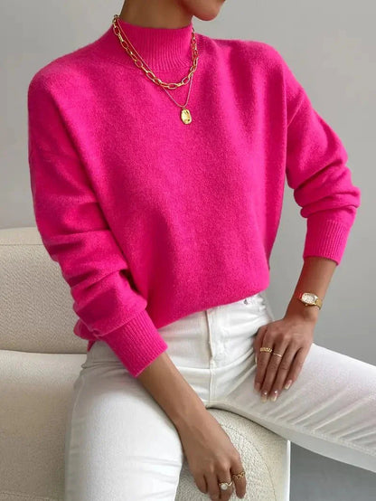 Damen Strickpullover – Weicher Stoff mit hohem Kragen für zusätzlichen Komfort