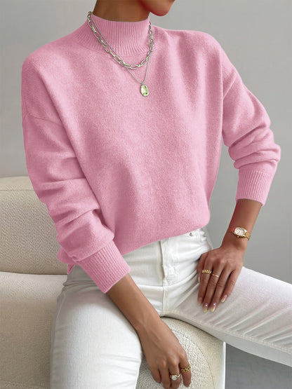 Damen Strickpullover – Weicher Stoff mit hohem Kragen für zusätzlichen Komfort