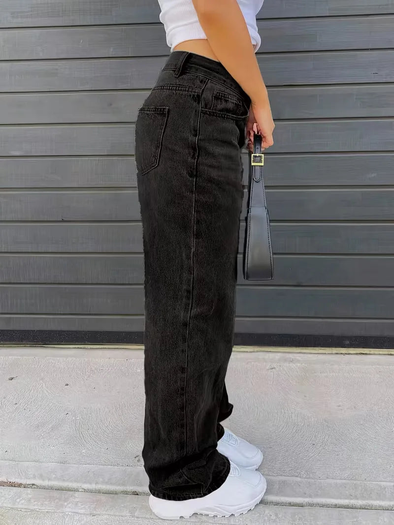 Jean droit taille mi-haute