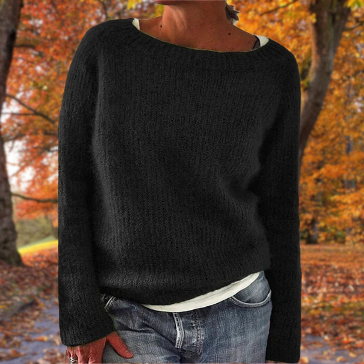 Soft Knitted Sweater with Boat Neck for Women