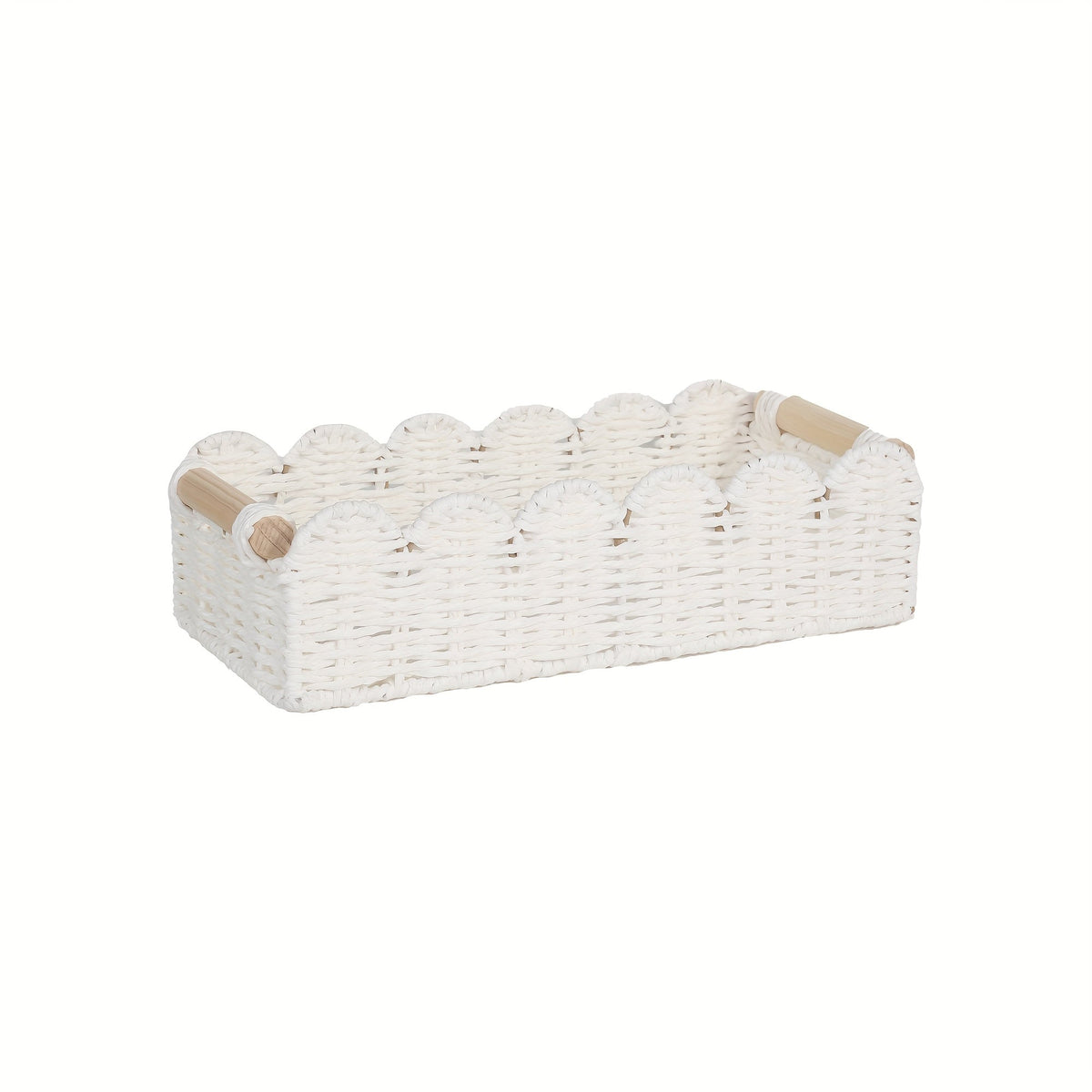 Cesta de almacenamiento tejida de estilo bohemio con borde en forma de abanico – Decorativa y práctica para cualquier interior