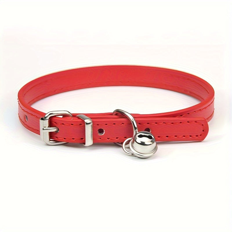 Adjustable Cat Collar with Bell – Durable Faux Leather and Safety Buckle for Cats of All Sizes