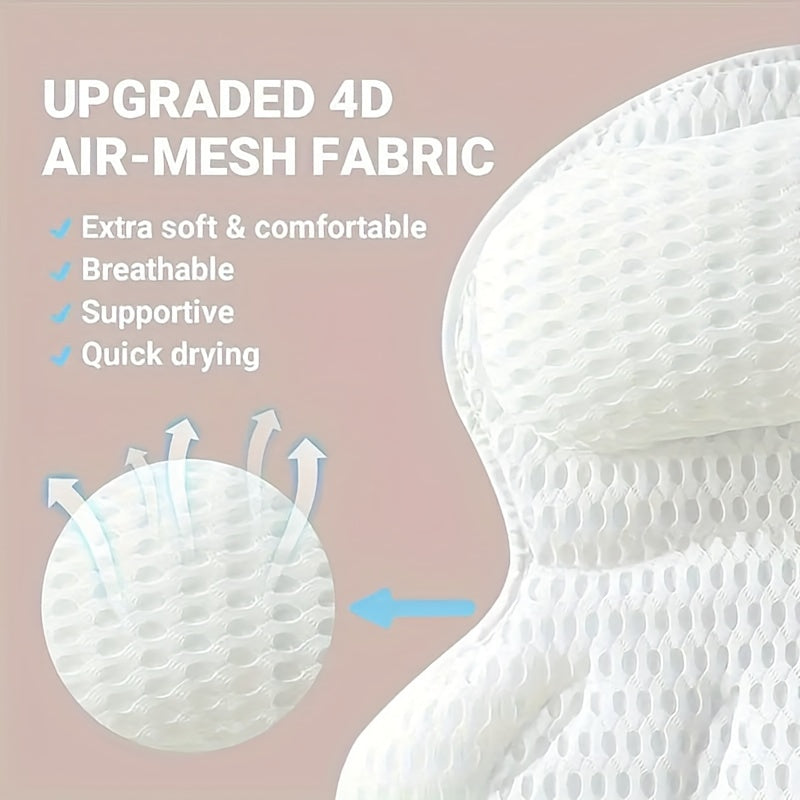 LuxieSpa 4D Luxe Bath Cushion - Breathable Cushion with Neck and Back Support for a Relaxing Bath