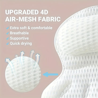 LuxieSpa 4D Luxe Bath Cushion - Breathable Cushion with Neck and Back Support for a Relaxing Bath
