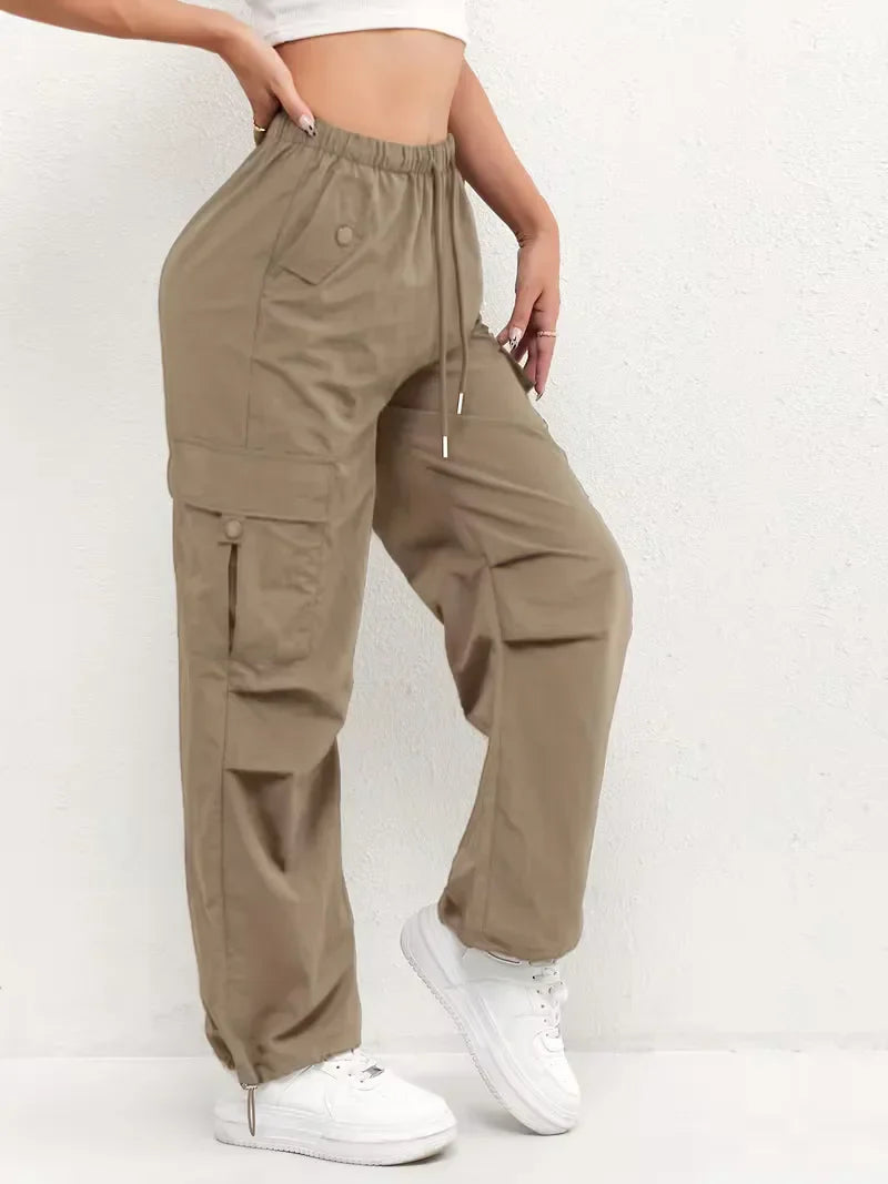 High-Waisted Cargo Trousers