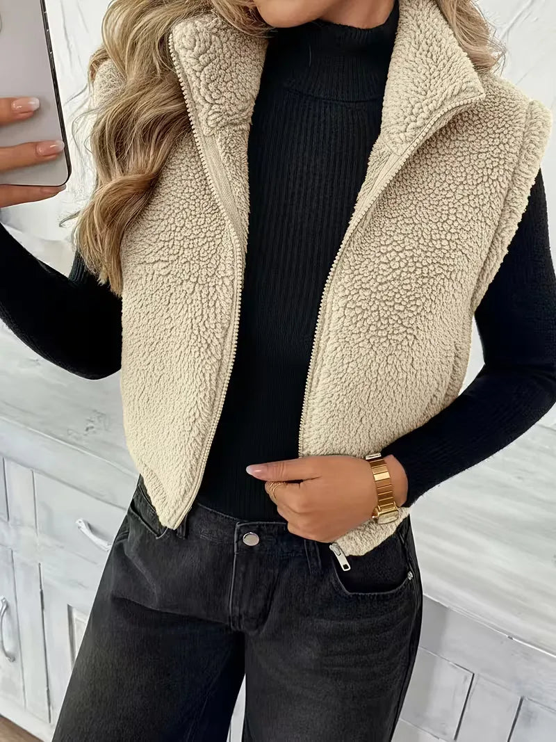Gilet zippé avec fausse peau de mouton