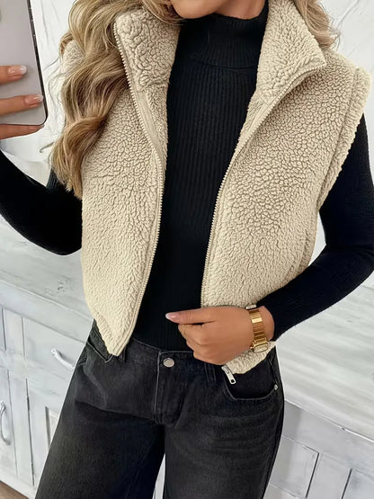 Gilet zippé avec fausse peau de mouton