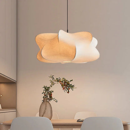 Japanese Silk Pendant Lamp - Wabi Sabi Design