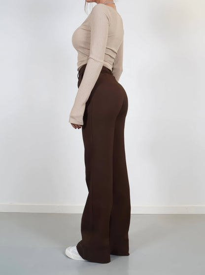 Elegant High-Waisted Trousers with Vertical Front Seam