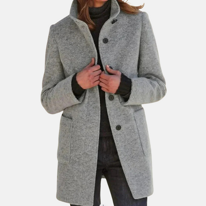 Vintage Tweed Ladies' Coat with Elegant Turtleneck Collar