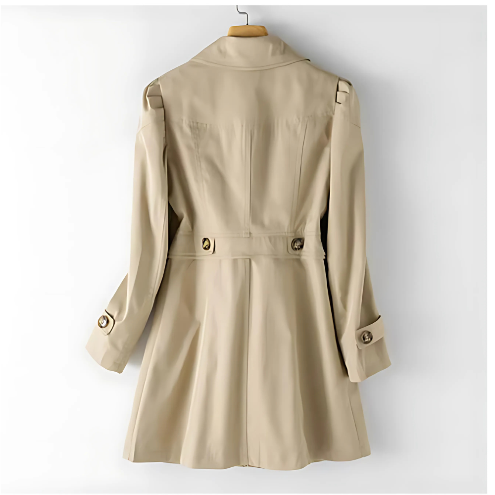 Tailored Ladies Trench Coat with Buttons and Classic Collar