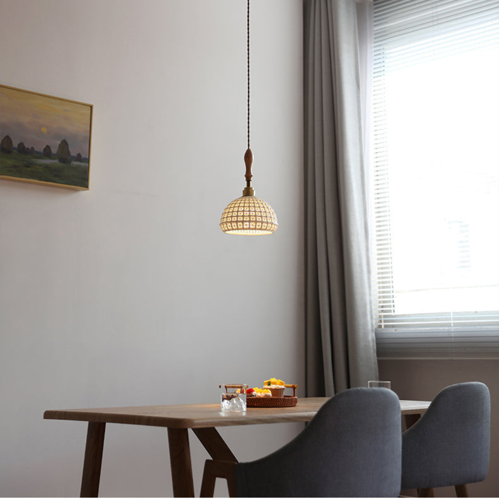 Retro Pendant Lamp of Woven Ceramic